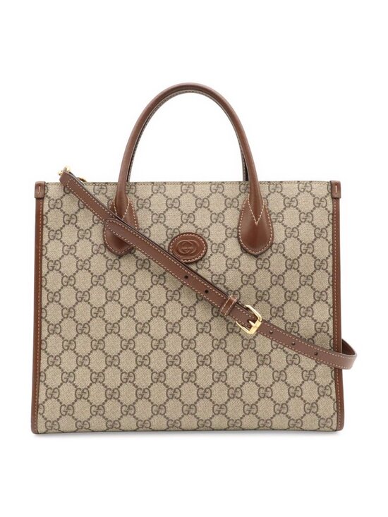 Gucci Handbags - Gucci GG Small Tote Supreme 2-Way Shoulder Bag Crossbody Ivory Brown